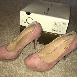 LC Lauren Conrad light pink suede high heels